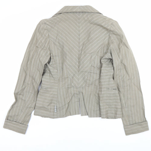 FULLCIRCLE Women’s Grey Pinstripe Cotton Linen XS Slim Fit Blazer