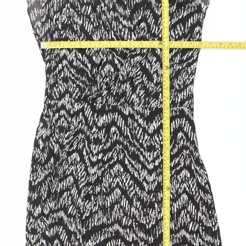 H&M Women’s Black Geometric Strapless Mini Dress UK 10 Summer Party Wear