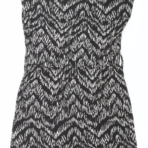 H&M Women’s Black Geometric Strapless Mini Dress UK 10 Summer Party Wear