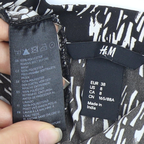 H&M Women’s Black Geometric Strapless Mini Dress UK 10 Summer Party Wear