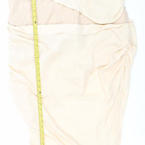 PrettyLittleThing Women’s Beige Hi-Low Maxi Dress Size 24 Strapless