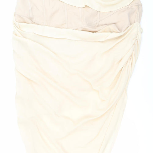 PrettyLittleThing Women’s Beige Hi-Low Maxi Dress Size 24 Strapless