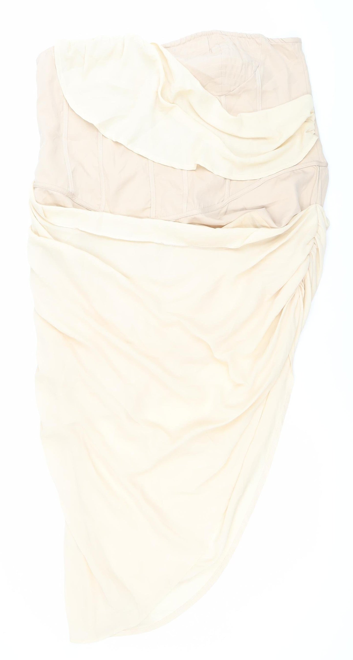 PrettyLittleThing Women’s Beige Hi-Low Maxi Dress Size 24 Strapless