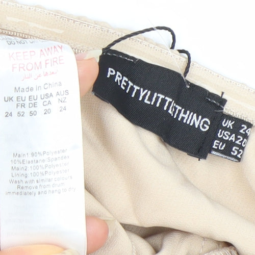 PrettyLittleThing Women’s Beige Hi-Low Maxi Dress Size 24 Strapless