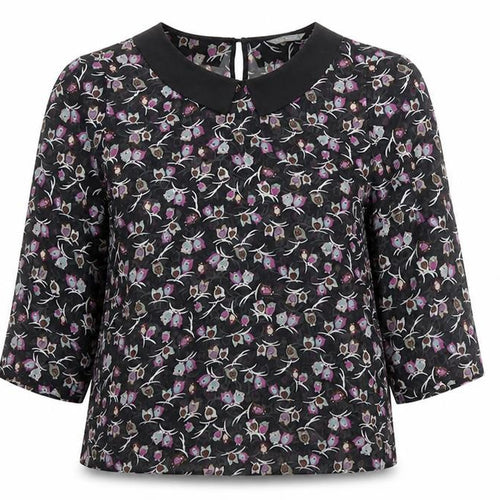 Marks and Spencer Women's Black Floral Chiffon Blouse UK 14