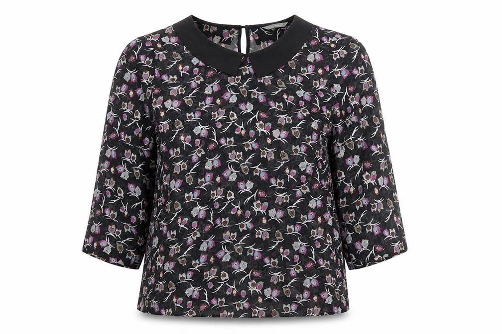 Marks and Spencer Women's Black Floral Chiffon Blouse UK 14