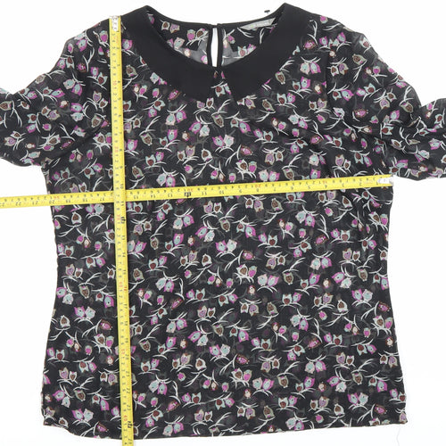 Marks and Spencer Women's Black Floral Chiffon Blouse UK 14
