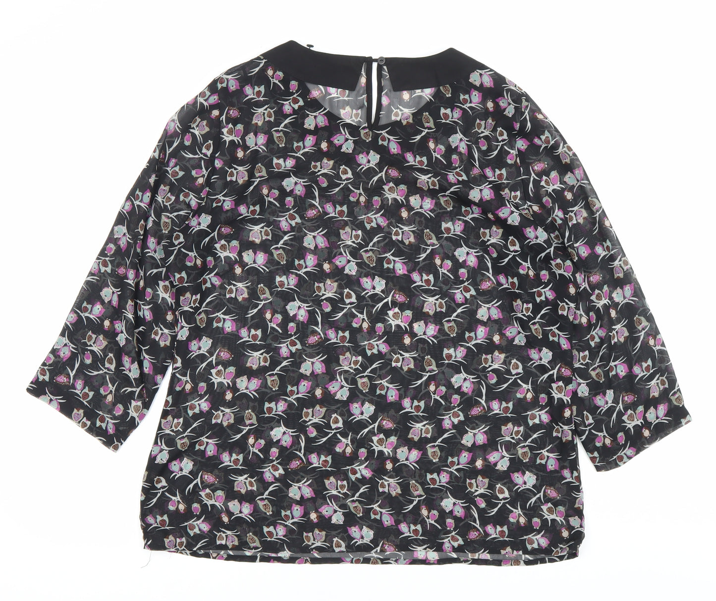 Marks and Spencer Women's Black Floral Chiffon Blouse UK 14