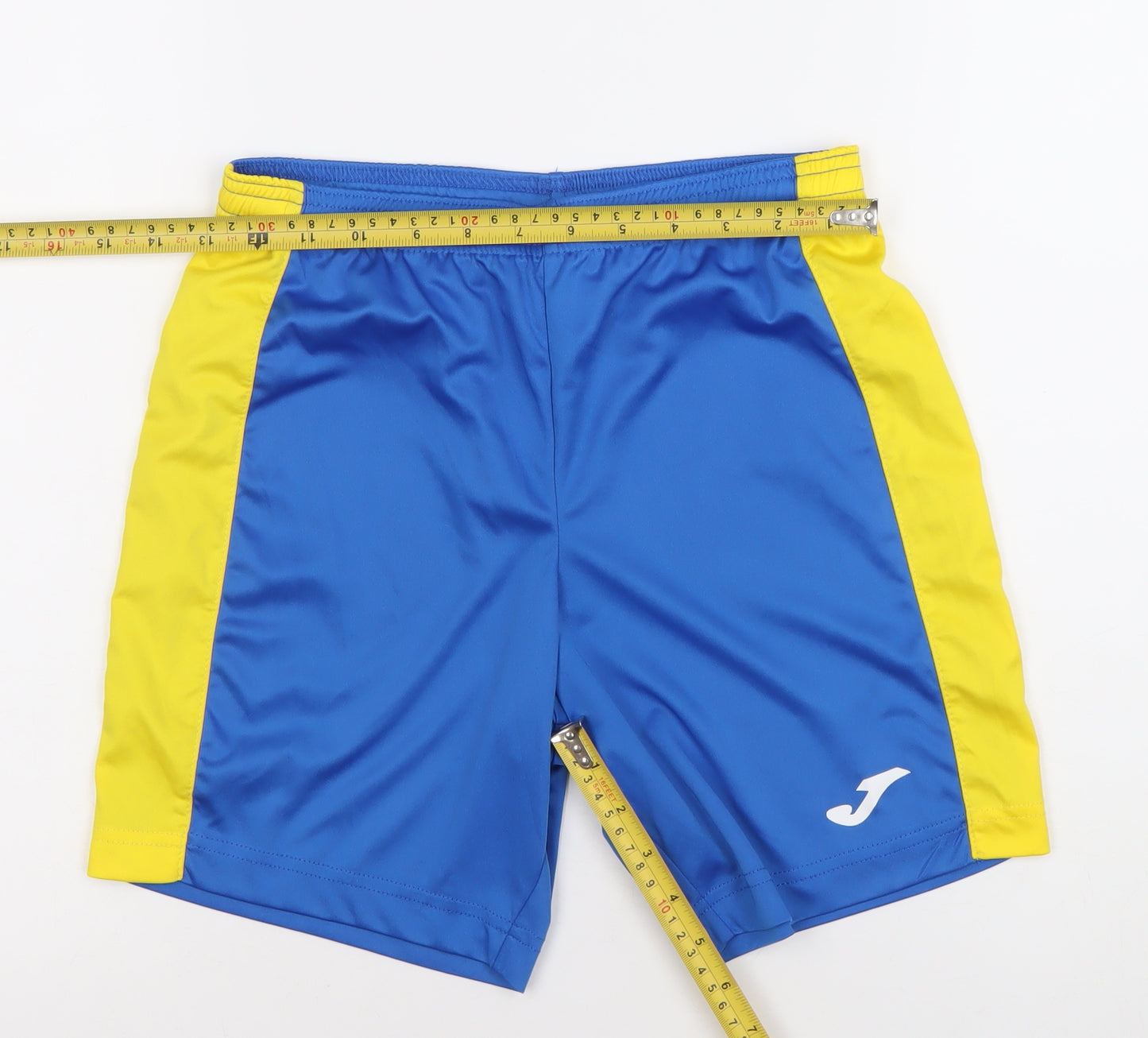 Joma Boys Blue Yellow Athletic Football Shorts UK 12 2XS Quick Dry