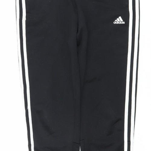Adidas Boys Black Track Pants 11-12 Years Slim Fit Side Stripe Activewear