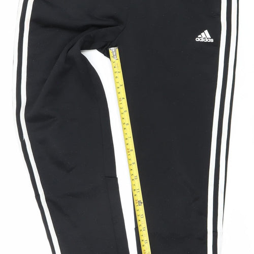 Adidas Boys Black Track Pants 11-12 Years Slim Fit Side Stripe Activewear