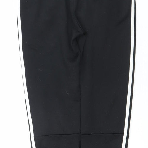 Adidas Boys Black Track Pants 11-12 Years Slim Fit Side Stripe Activewear