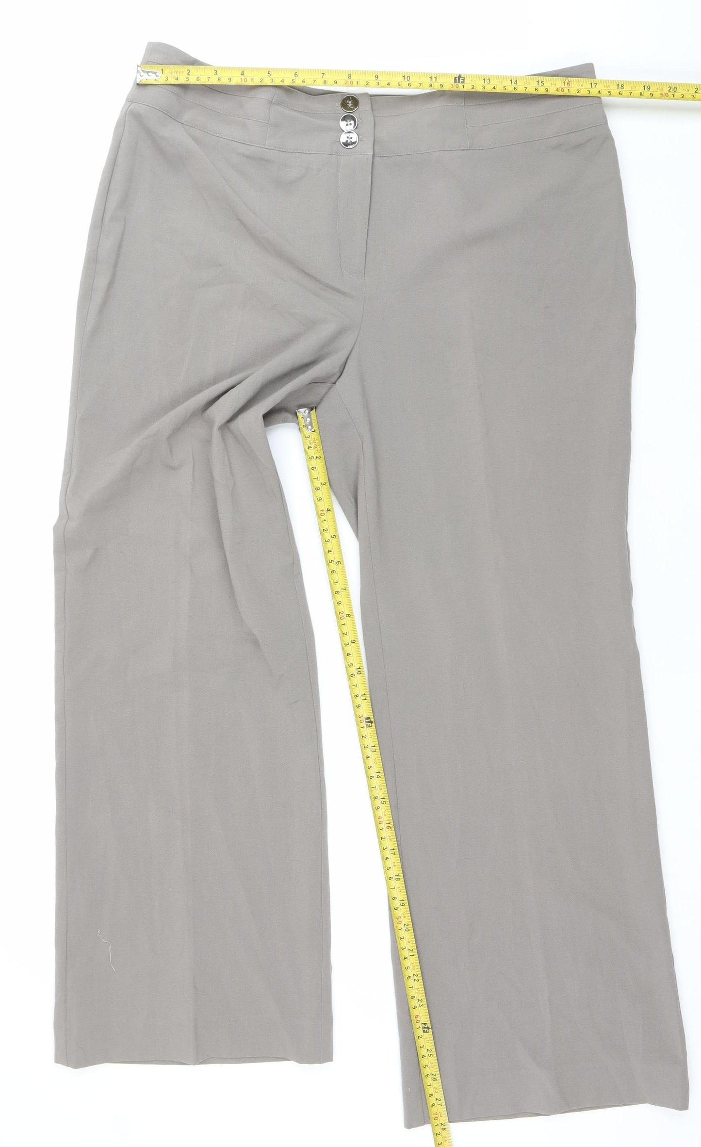 Autonomy Women's Grey Wide-Leg Trousers Size 16 Mid Rise