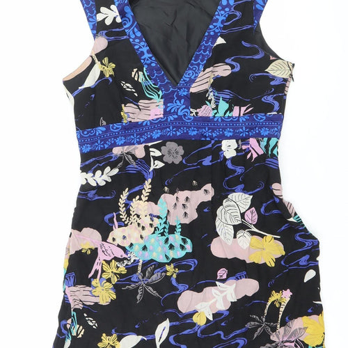 Lipsy Women’s Multicoloured Floral Silk Fit & Flare Dress Size 10