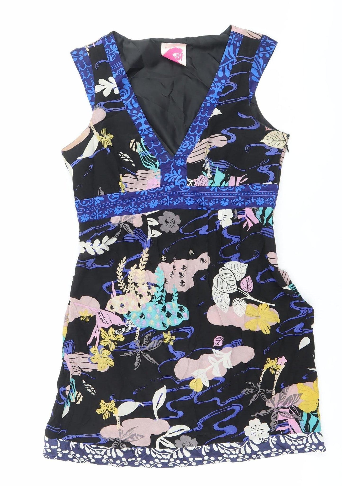 Lipsy Women’s Multicoloured Floral Silk Fit & Flare Dress Size 10