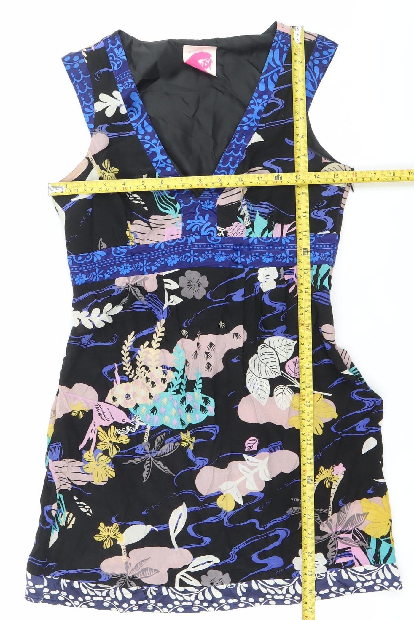 Lipsy Women’s Multicoloured Floral Silk Fit & Flare Dress Size 10