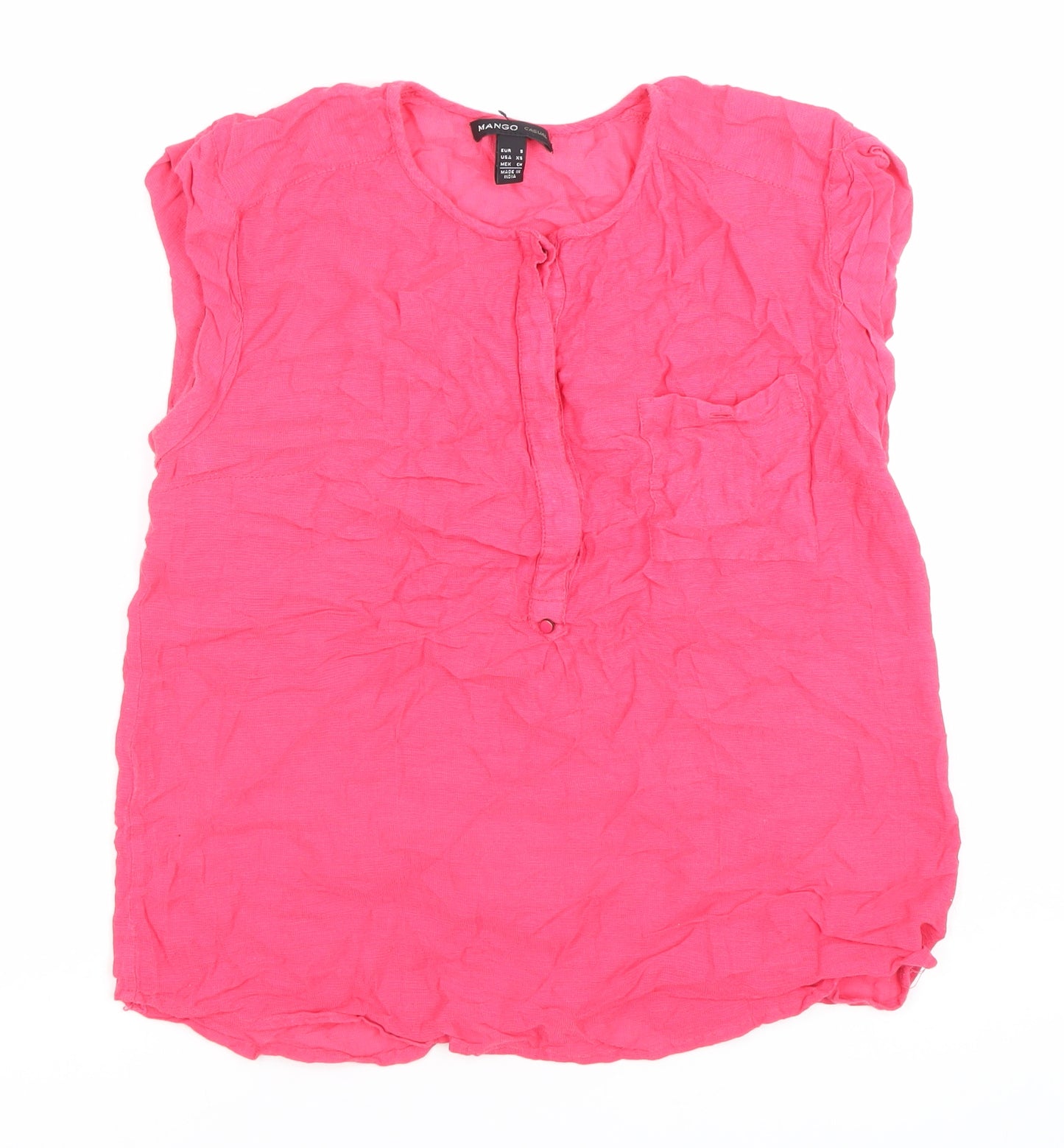 Mango Women’s Pink Sleeveless Tunic Blouse Size 8 Scoop Neck Casual