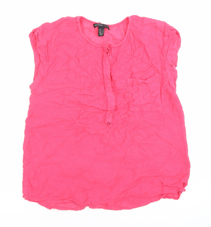 Mango Women’s Pink Sleeveless Tunic Blouse Size 8 Scoop Neck Casual