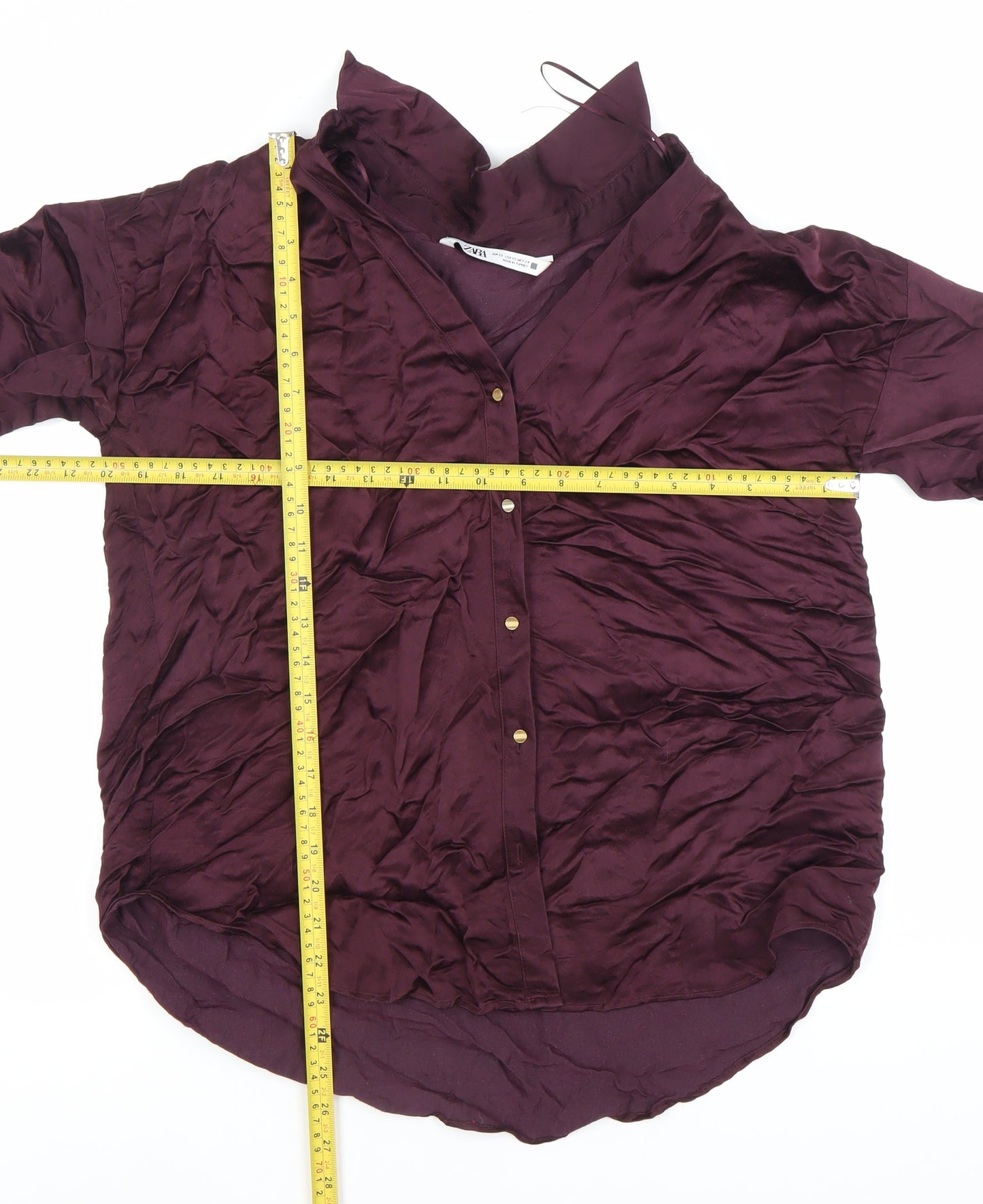 Zara Women Purple XS Long Sleeve Collared Button-Up Shirt Viscose Blend