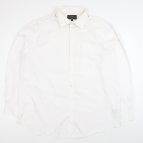 Marks and Spencer Men's White 18in Regular Fit Long Sleeve Dress Shirt