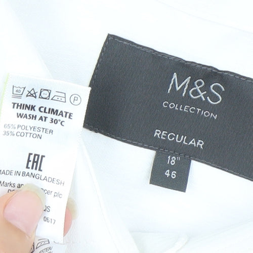 Marks and Spencer Men's White 18in Regular Fit Long Sleeve Dress Shirt
