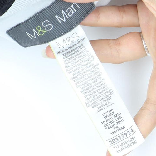 Marks and Spencer Men's Black 34R Regular Fit Wool Blend Dress Pants