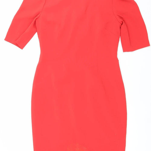 Coast Women’s Red One Shoulder Puff Sleeve Sheath Dress Size 14