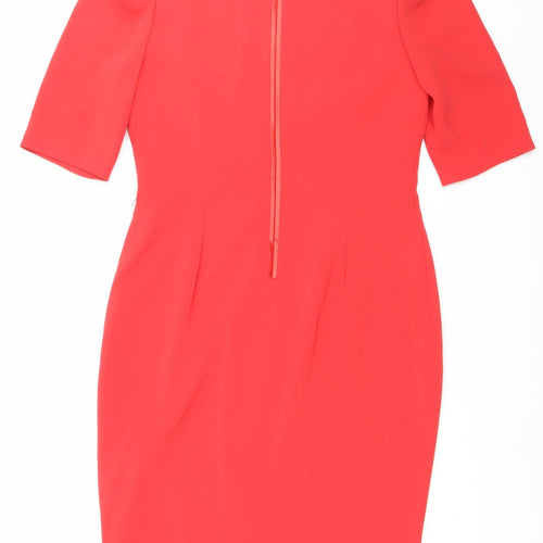Coast Women’s Red One Shoulder Puff Sleeve Sheath Dress Size 14