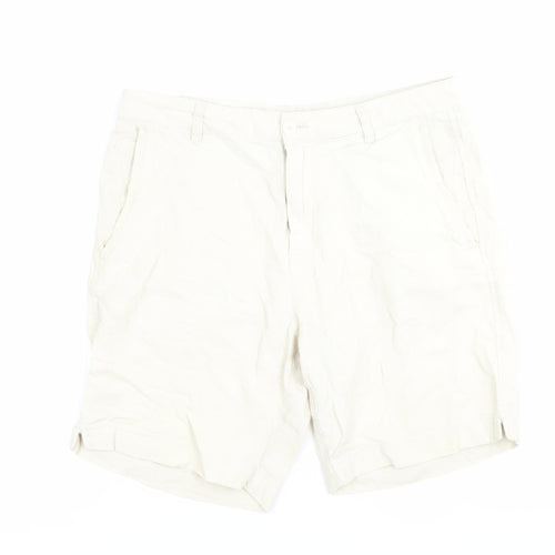 Zara Men’s Beige Chino Shorts M 33in Waist Linen Cotton Regular Fit