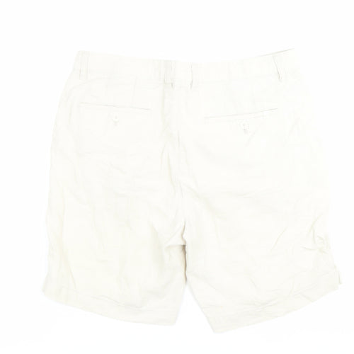 Zara Men’s Beige Chino Shorts M 33in Waist Linen Cotton Regular Fit
