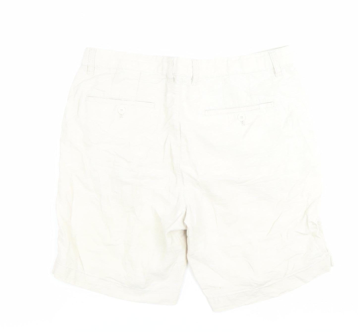 Zara Men’s Beige Chino Shorts M 33in Waist Linen Cotton Regular Fit