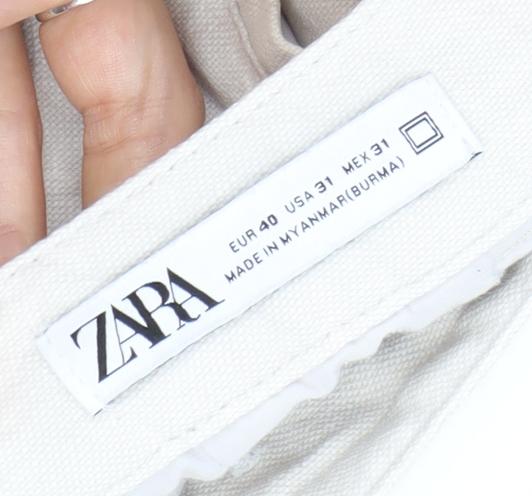 Zara Men’s Beige Chino Shorts M 33in Waist Linen Cotton Regular Fit