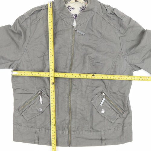 Designers at Debenhams Women’s Grey Size 14 Military Jacket Cotton Linen