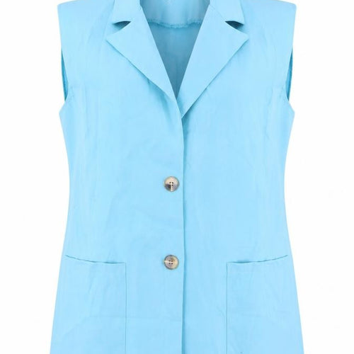 Boohoo Women’s Blue Size 8 Waistcoat Sleeveless Two-Button Woven