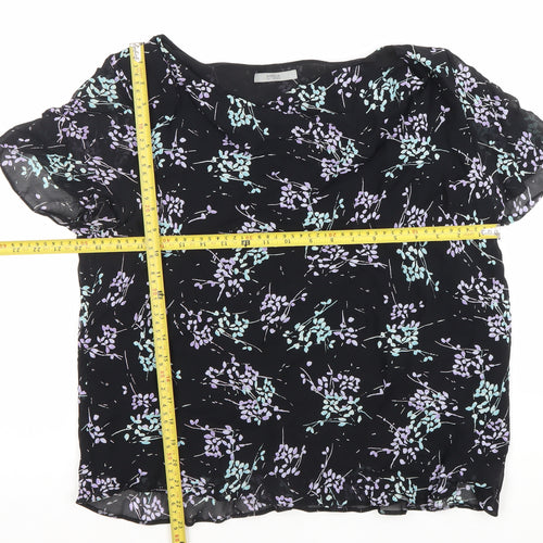 Marks and Spencer Women's Black Floral Chiffon Cowl Neck Blouse UK 18