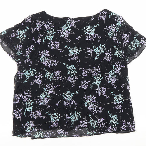 Marks and Spencer Women's Black Floral Chiffon Cowl Neck Blouse UK 18