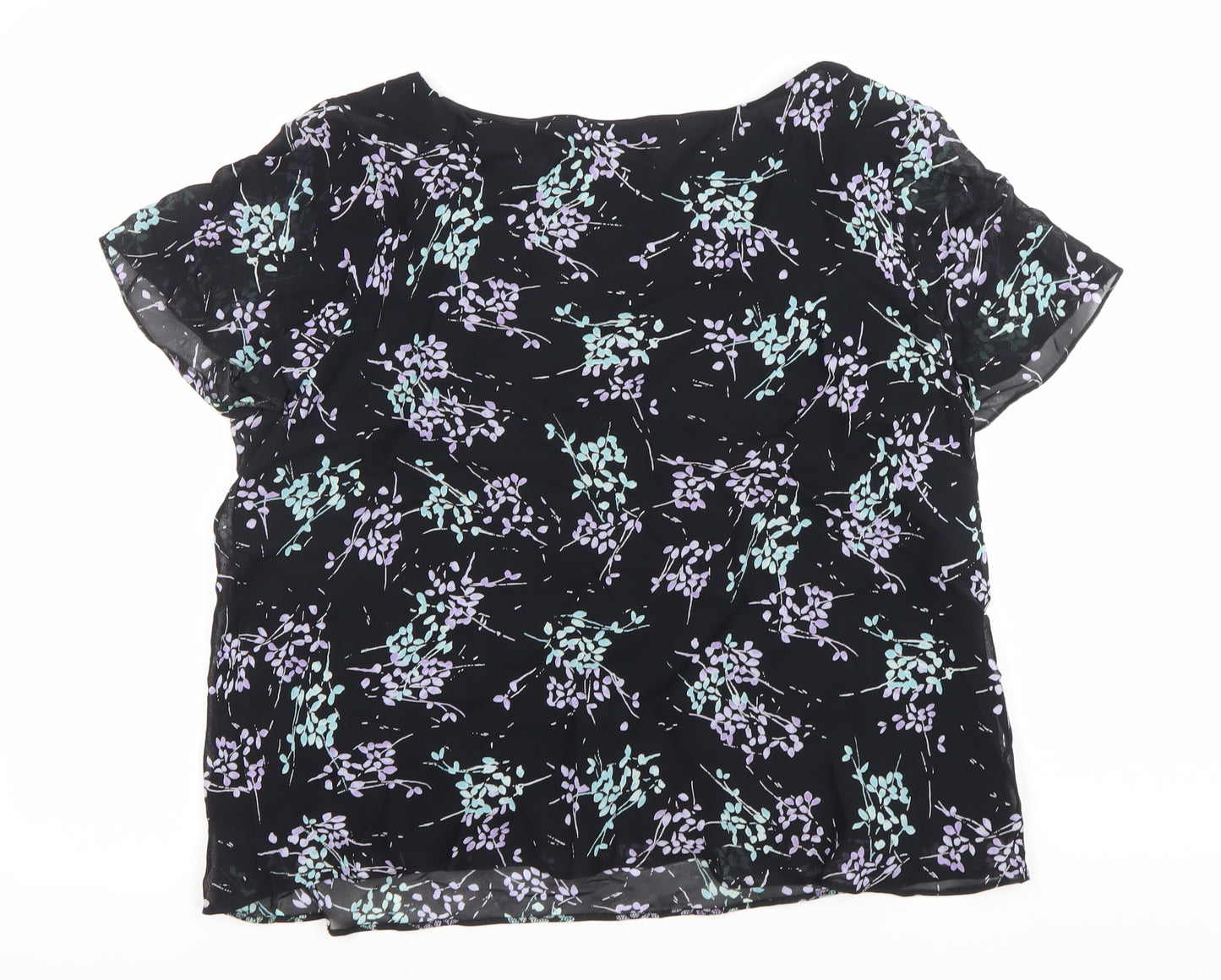 Marks and Spencer Women's Black Floral Chiffon Cowl Neck Blouse UK 18