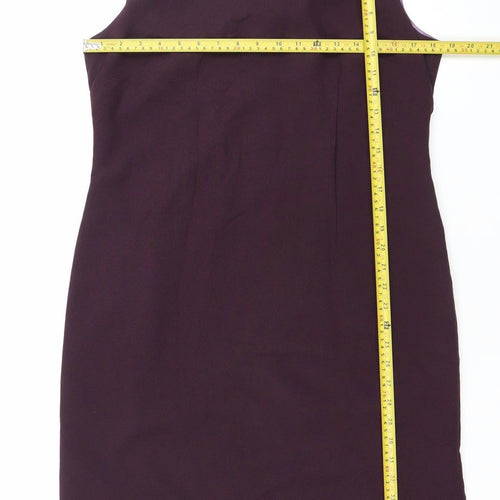 Sara Woman Women Purple Size 14 Sheath Knee Length Work Dress