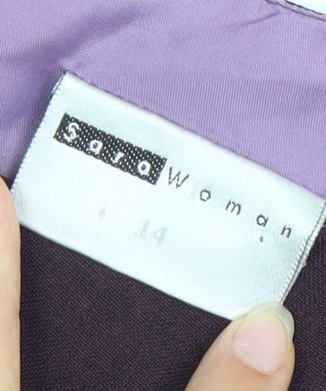 Sara Woman Women Purple Size 14 Sheath Knee Length Work Dress