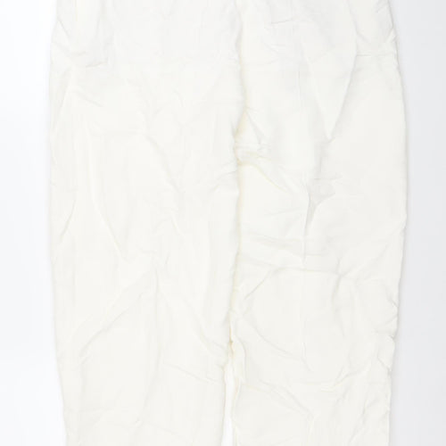 Zara Women White Size 12 AW2023 Buckle Waist Trousers