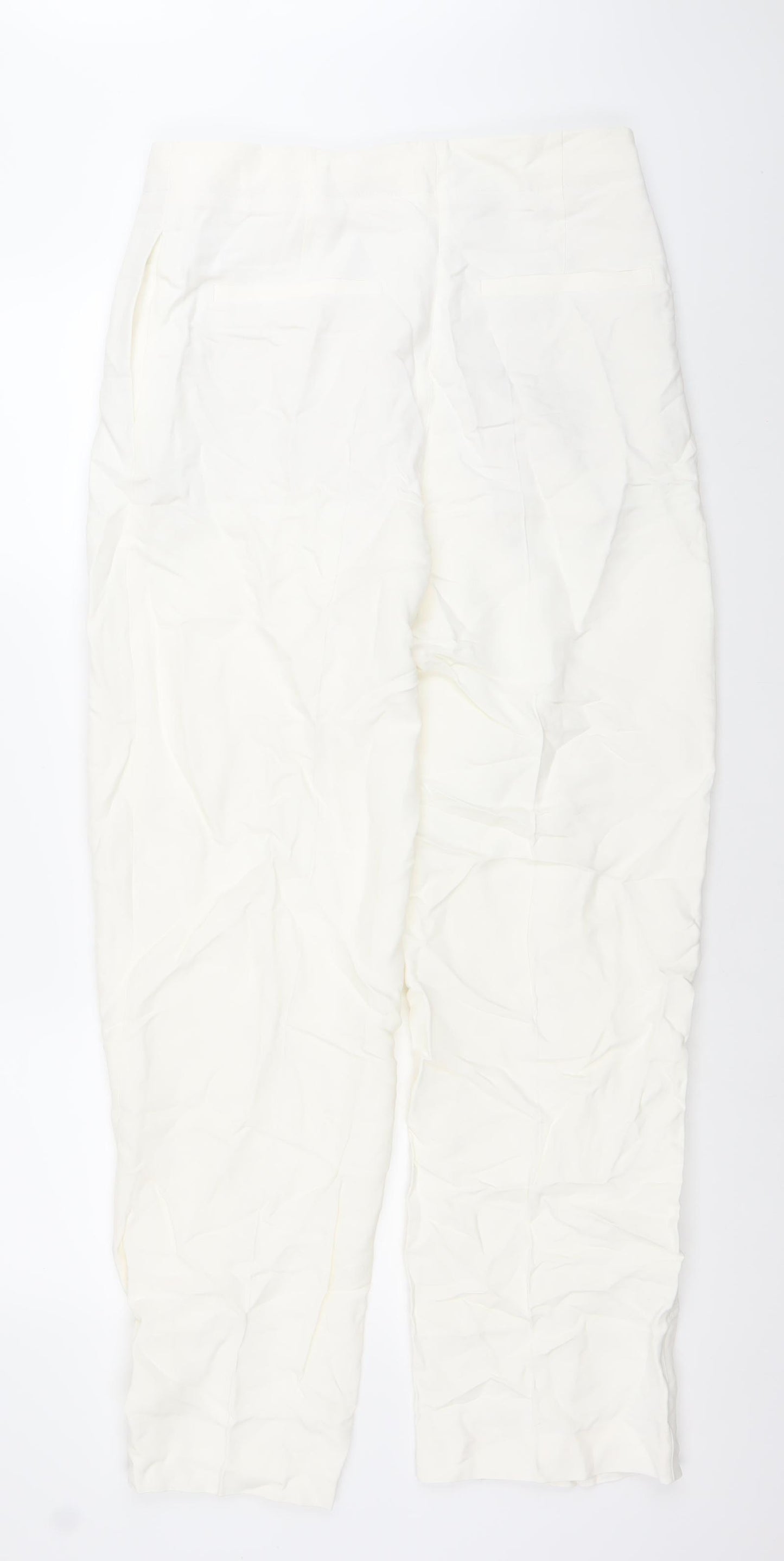 Zara Women White Size 12 AW2023 Buckle Waist Trousers