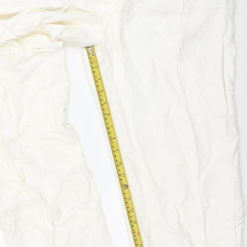 Zara Women White Size 12 AW2023 Buckle Waist Trousers