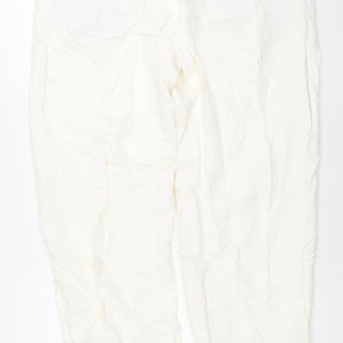 Zara Women White Size 12 AW2023 Buckle Waist Trousers