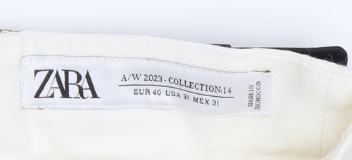 Zara Women White Size 12 AW2023 Buckle Waist Trousers