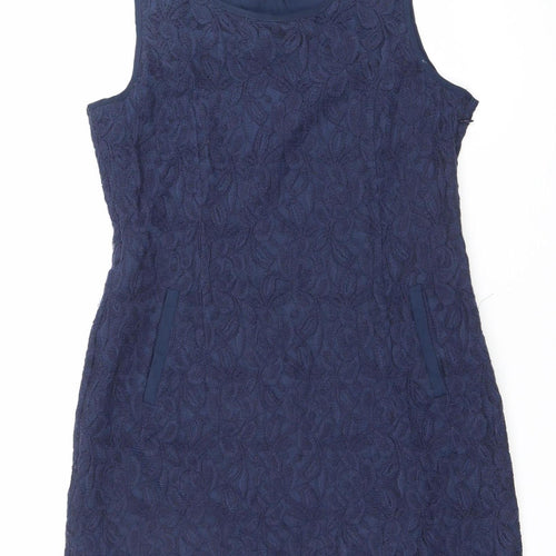 Dunnes Women’s Blue Floral Lace Shift Dress Size 14 Sleeveless