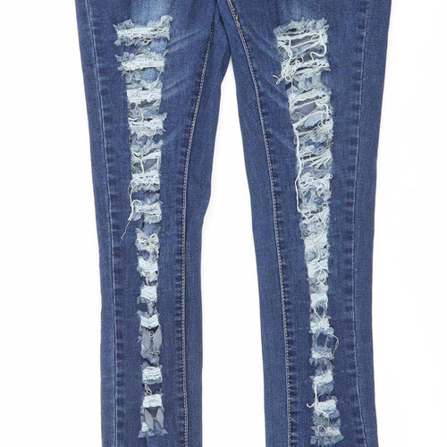 Denim Club Women's Blue Size 12 Distressed Skinny Jeans