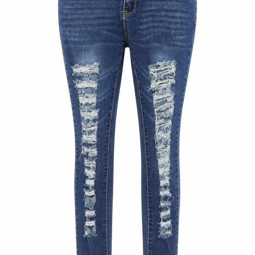 Denim Club Women's Blue Size 12 Distressed Skinny Jeans