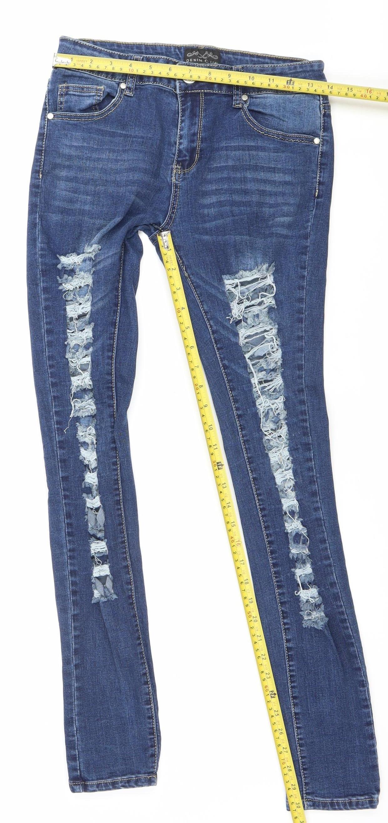 Denim Club Women's Blue Size 12 Distressed Skinny Jeans