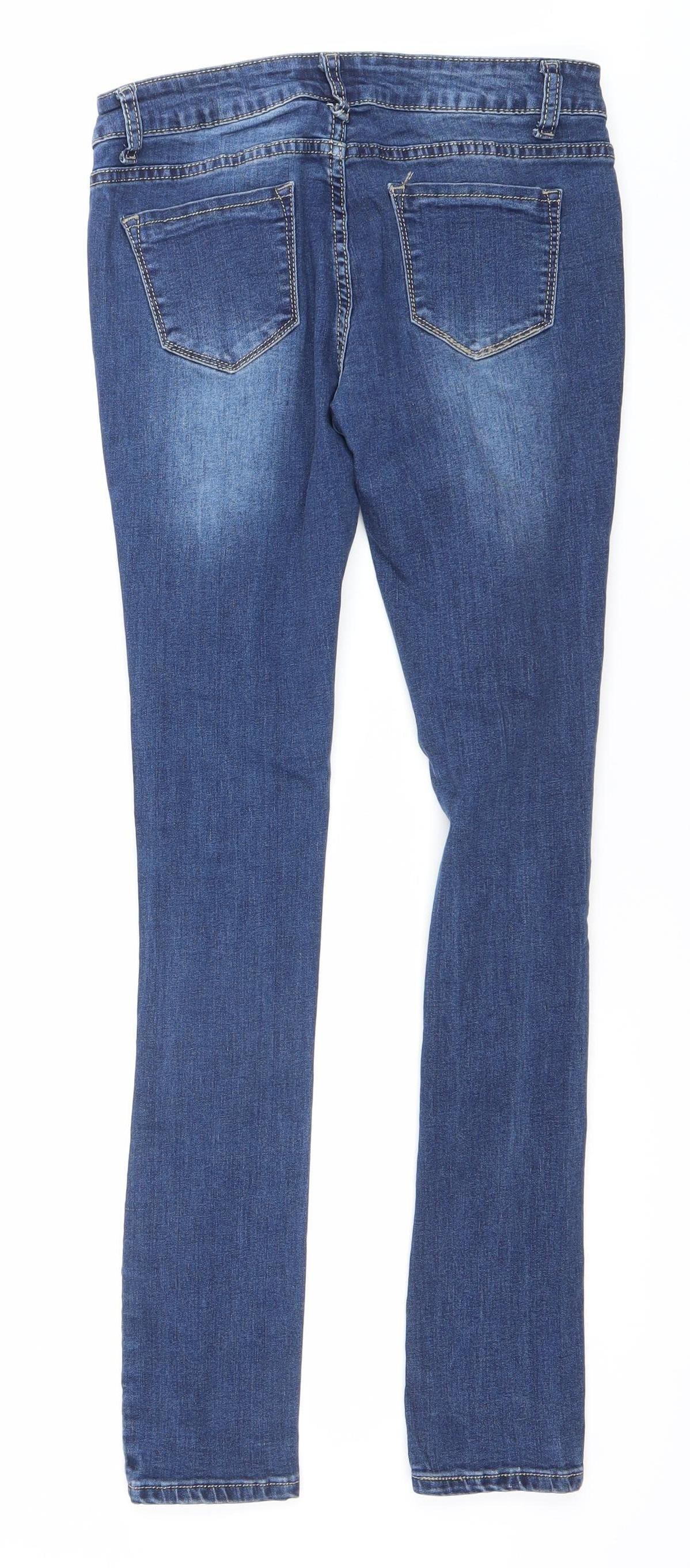 Denim Club Women's Blue Size 12 Distressed Skinny Jeans