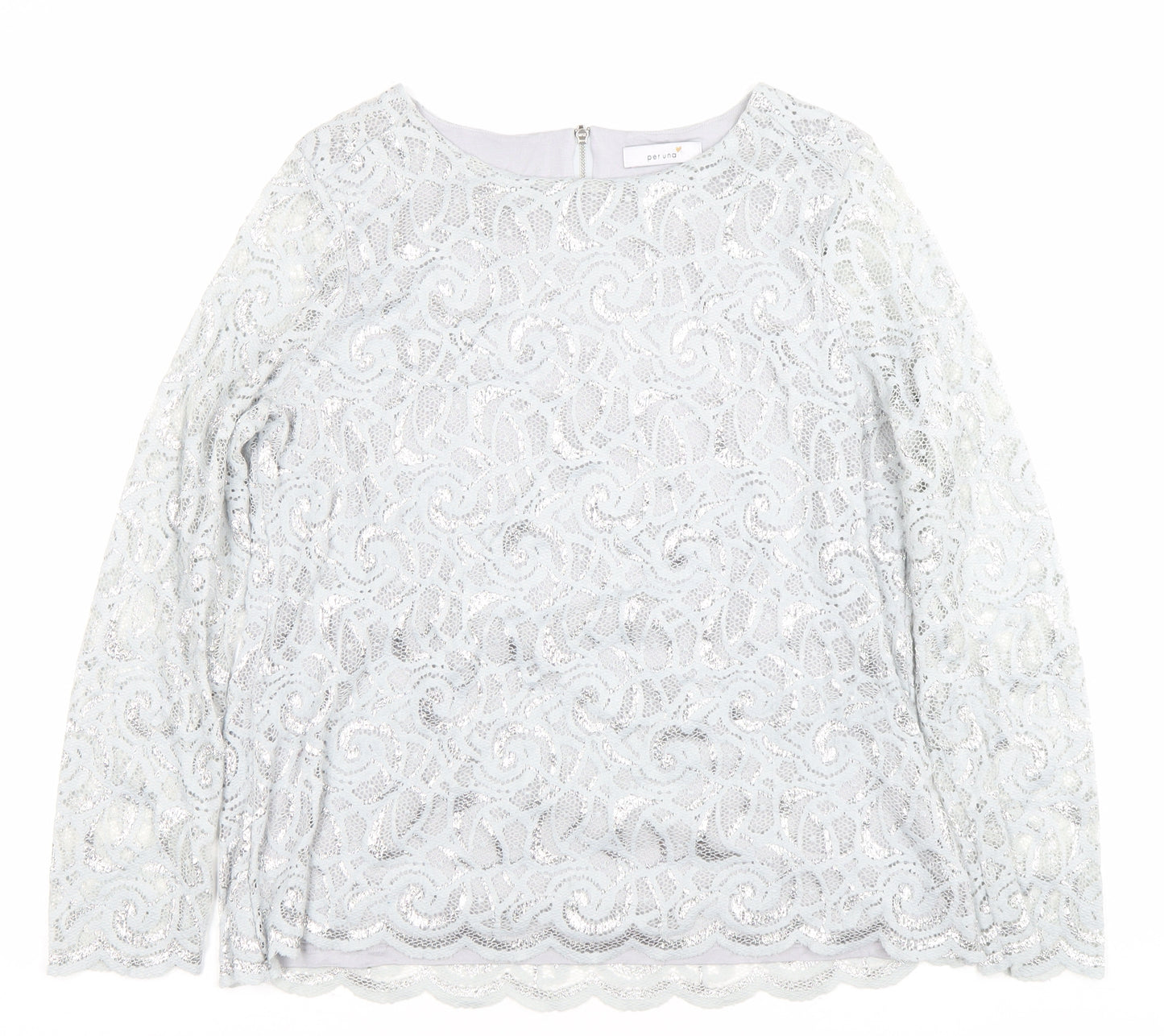 Marks and Spencer Women’s Grey Lace Long Sleeve Blouse Size 16